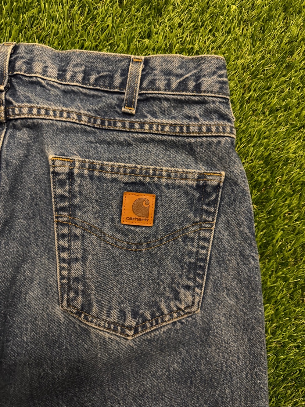 Carhartt relaxed fit dark wash blue jeans